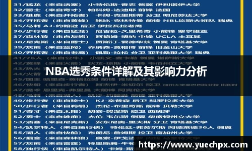 NBA选秀条件详解及其影响力分析
